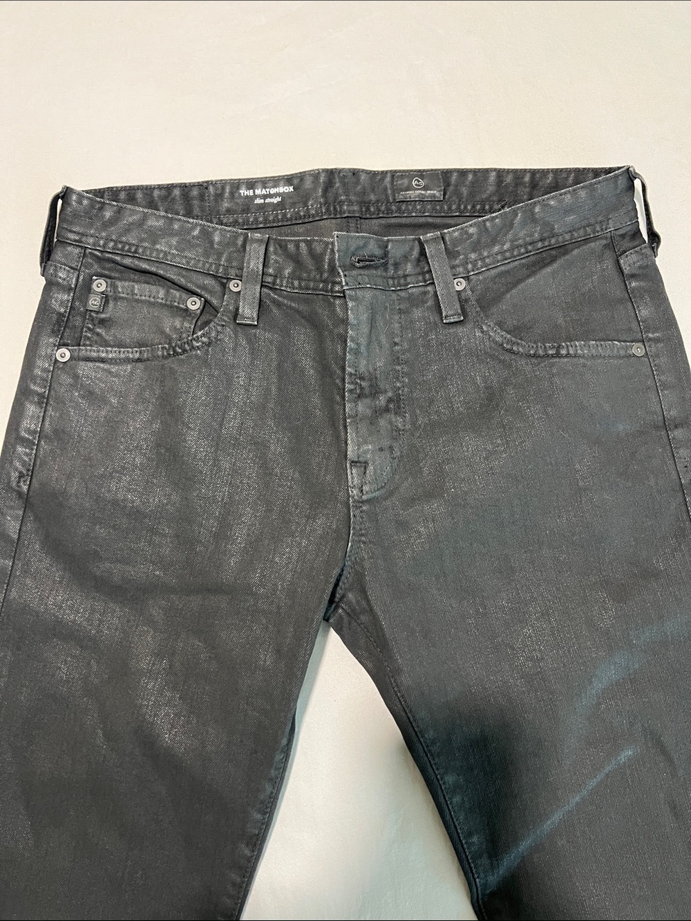 Ag Adriano Goldschmied Men's Black Coated Slim Jeans